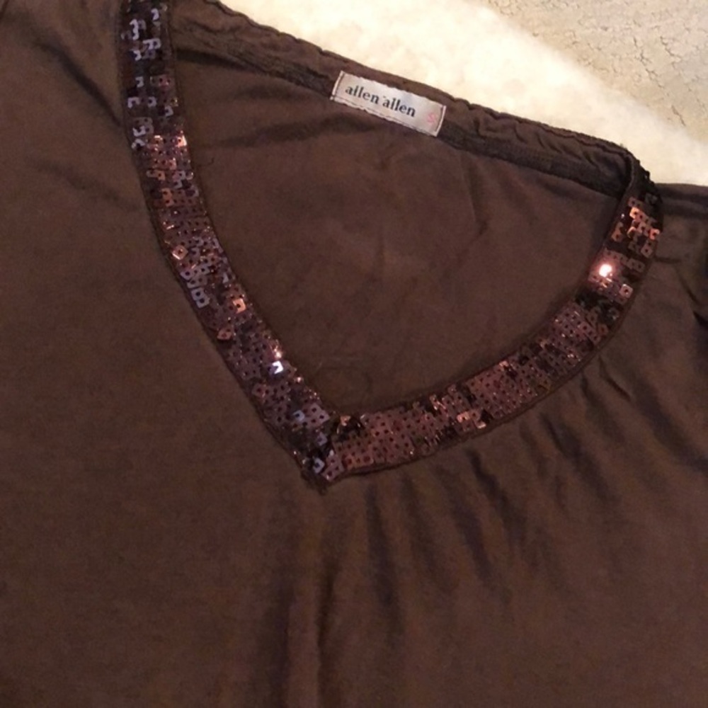 SALE (5/$25) Allen Allen Vntg brn sequine top